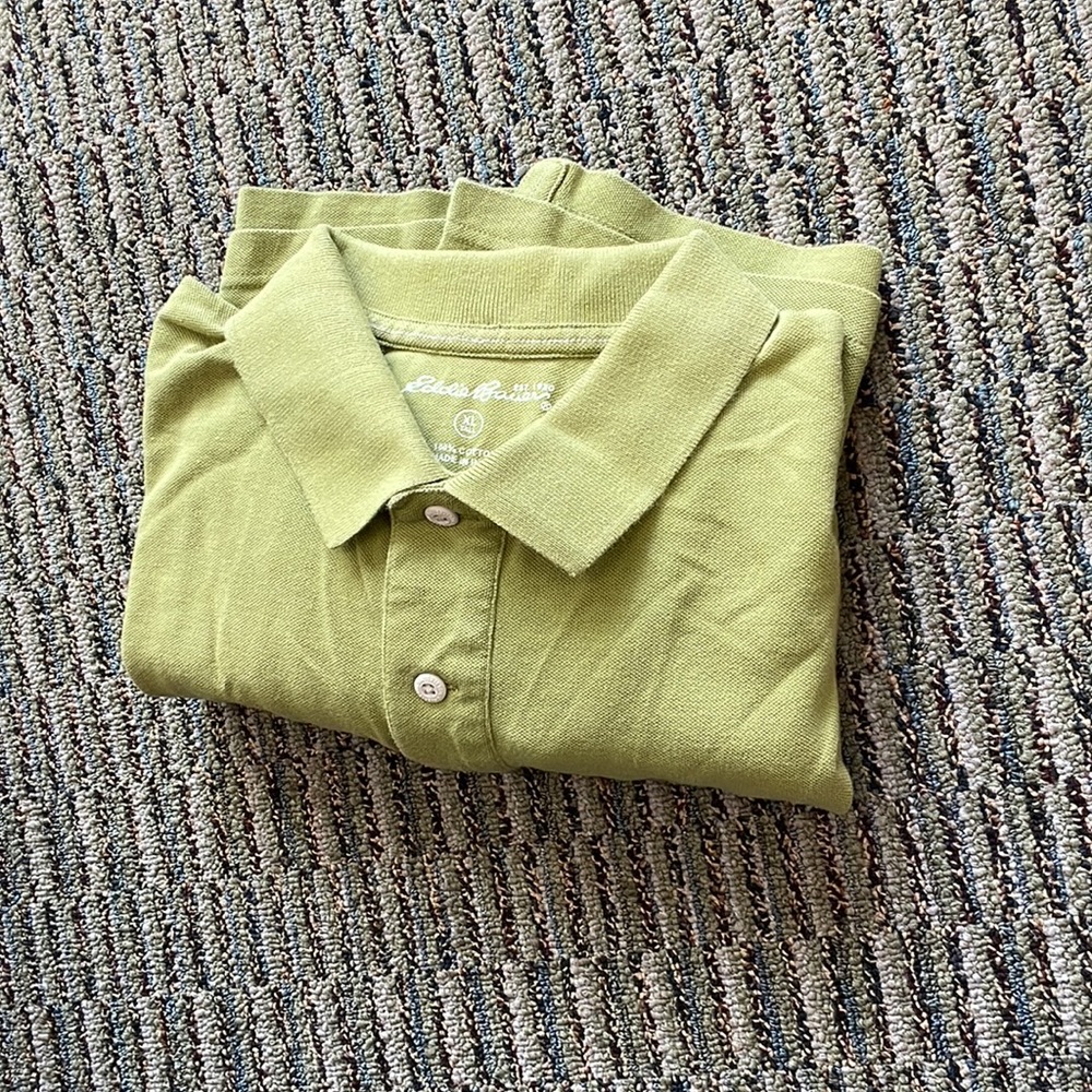 Eddie Bauer Lime Green Short Sleeves Cotton Polo Shirt Mens XL